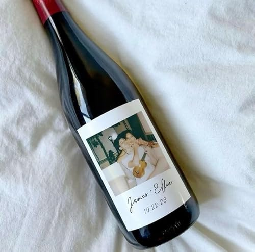 Generico Etichette Personalizzate per Vino, Design Elegante con Foto e Testo, Adesivi per Bottiglie, Set da 100 Pezzi, bomboniere