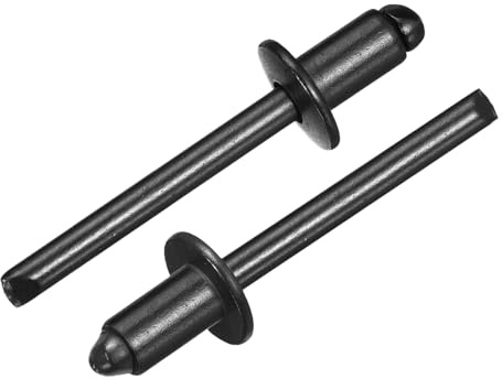 QUARKZMAN 100Pc 1/4x3/8 Rivetti Ciechi In Alluminio, Presa In Alluminio E Mandrino In Acciaio, Rivetti A Testa Bombata A Divisione Lunga Per Metallo, Mobili, Automotive, Nero