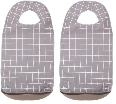 HOODANCOS Lot de 2 Bavoirs Imperméables pour Personnes Âgées Grands Bavoirs Alimentaires Réutilisables avec Récupérateur de Miettes Protection Lavable et Confortable pour Repas Adultes