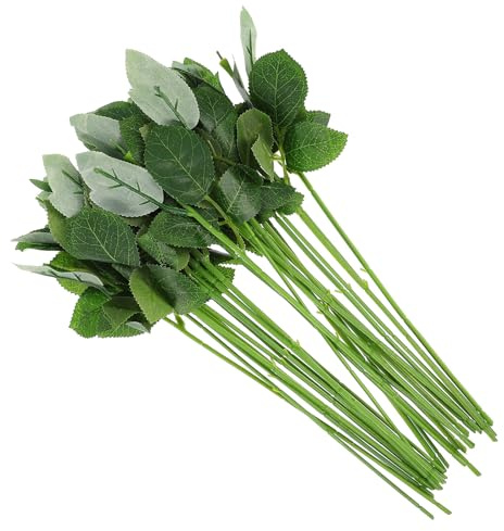 NUOBESTY 30 Piezas de Tallo de Rosa de Simulación Artificial Verde para Manualidades y Decoración en Bodas y Arreglos