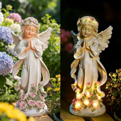 MDIOUM Angel Garden Decor Statue Solar Angel Decorations for Yard | Outdoor Decorations for Patio, Balcony, Yard Ornament, Birthday/Chrismtas Gifts for Women Mum