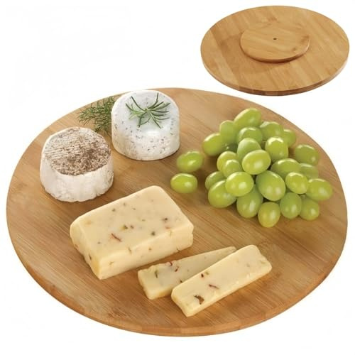 Plato giratorio de madera, giratorio 360°, bandeja giratoria redonda de bambú, plato giratorio de madera natural, plato de presentación para servir, tabla para servir especias, rondell para tartas
