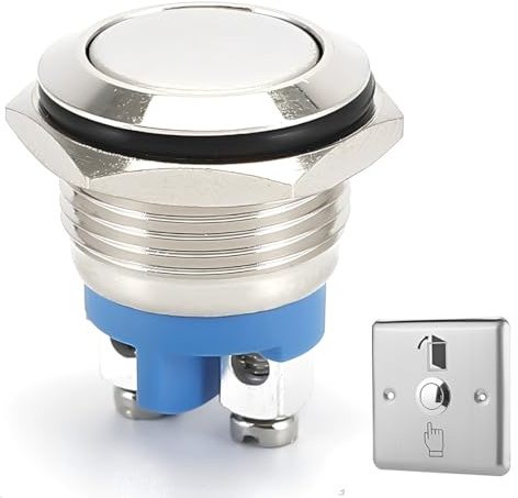 LONSVTTU 1 Pulsante di avvio rotondo, Pulsante in lega d'argento per riparazioni, Diametro foro 16mm