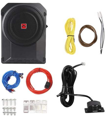 Zohisin 10 Inch Active Subwoofer Ultra Thin 800W 2.5 Ohms Under Powered Car Subwoofer with Controller for Vehicle Sound System