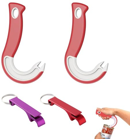 JOVYTH 4 Piezas Set Abrelatas de Anilla, Abridor Manual Forma J para Manos Débiles