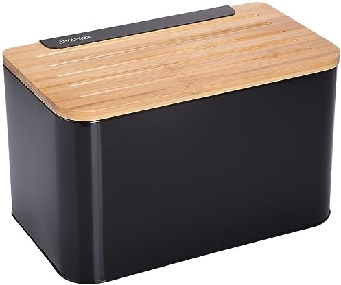 Elegant Tendance Boîte à pain avec holzabdeckung (Planche à découper) (Noir)