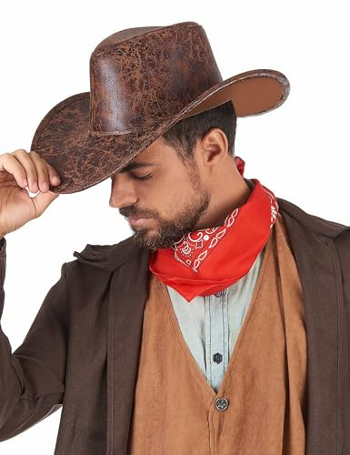 DEGUISE TOI - Chapeau de cowboy marron imitation cuir adulte - Chapeau - Taille Unique - Marron - Accessoires pour déguisement - 100% Polyester - - Carnaval