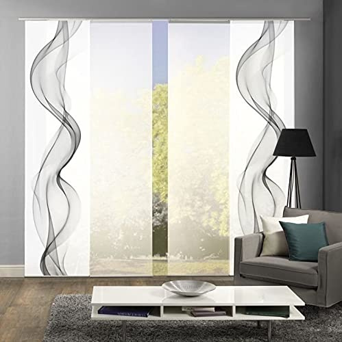 4er-Set Schiebegardinen, 94265-703, ALBERTA, Höhe 245 cm, grau
