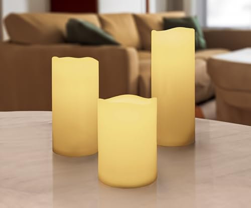 Set di 3 candele a LED, luce bianca calda, con timer, 20/15/10 cm, candela artificiale con effetto fiamma, illuminazione da giardino con effetto tremo