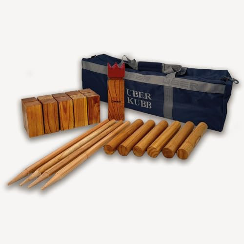 Kubb Original Outdoorspiel - Top Qualität ECO Hartholz - Wurfspiel für draußen (30cm)
