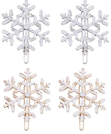 minkissy Haarspangen Schneeflocke Weihnachten Elegante glänzende Haarnadeln Haarschmuck Ges chenk für Weihnachten 4St