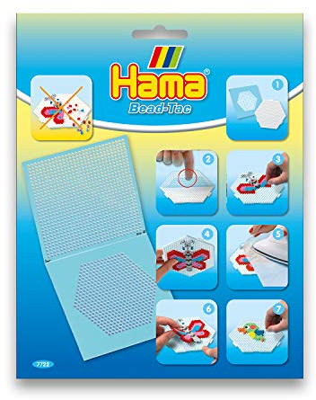 Hama Perlen 7722 Bead Tac Haftfolie für Midi Bügelperlen mit Durchmesser 5 mm, Motive Quadrat und Sechseck, Zubehör für das Basteln mit Bügelperlen, wiederverwendbar