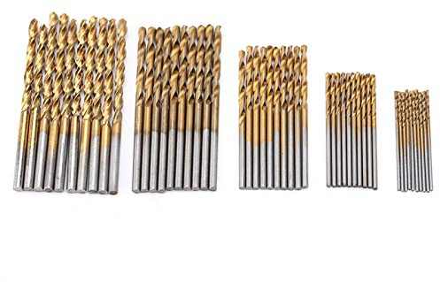Tyenaza 50-teiliges Brad Point Bohrer, Mini-Handbohrer-Werkzeug, fünf Arten Hochgeschwindigkeitsstahl-Beschichtung Gerade Handbohrmaschine für Metall, Holzbohrer-Sets Kleine Bohrer