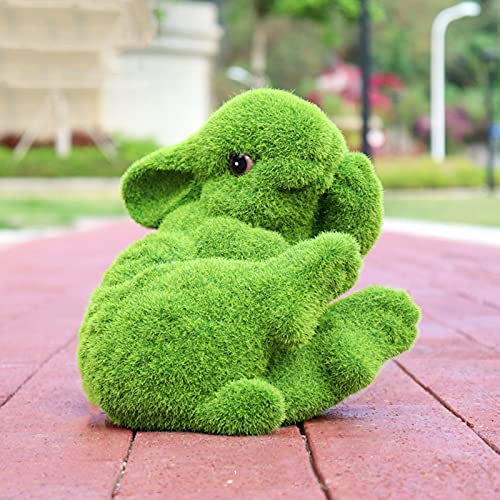LONG-L Jardin Flocage Lapin Statue Décor,Pâques Mousse Lapin Figurines Ornement,Animal Gazon Artificiel,Imperméable Anti-Ultraviolet FRP,pour Patio Pelouse Cour,I