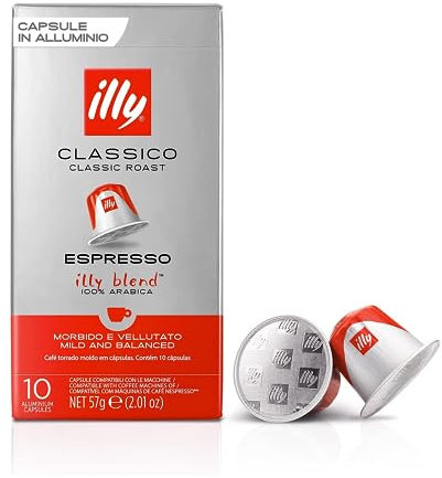 illy, Caffè in Capsule Compatibili in Alluminio CLASSICO, 100% Arabica con Note di Fiori d'Arancio e Gelsomino, Gusto Morbido e Retrogusto Dolce, 10 Confezioni da 10 (100 Capsule Totali)