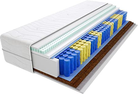 Godre Matratze 120x185 cm Doppelmatratze, H3 & H5 Federkernmatratze, Taschenfederkernmatratze 25 cm Hoch Latex Kokosfaser Rosshaar Hypoallergene, HR-Schaum, Wendematratze mit Klimafaser Matera Max