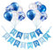 Happy Birthday Banner, Black Gold silver Party Decorations Happy Birthday Bunting Banners, 12 inch Happy Birthday Balloons Perfect for Birthday Party Decorations (blue)