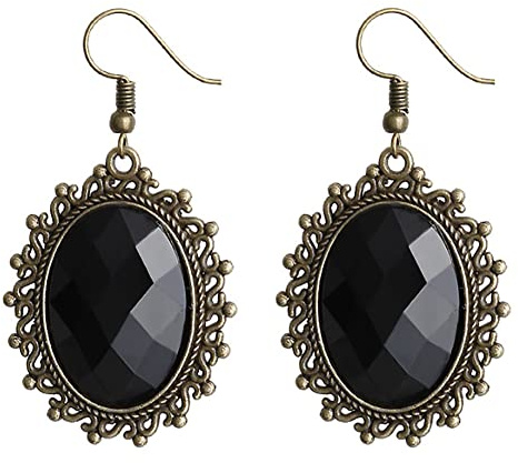 Carufin Sexy Black Lace Choker Halsketten Gothic Quaste Halsketten Choker Halloween Party Zubehör für Frauen und Mädchen (Ohrringe 1)