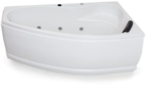 Basera® BASIC Indoor Eck-Whirlpool Badewanne Formentera 160 x 90 cm mit 9 Massagedüsen, LED-Ambiente