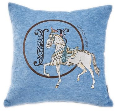 Croker Horse 18x18'' inches Throw Pillow Cushion Covers Set Pack of 2 Pcs - Luxury Horse Embroidery Modern Style Couch Sofa Pillow Cover for Living Room Bedroom (Blue)
