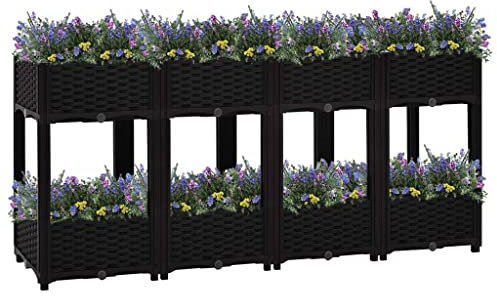 puraday Jardinière de Jardin 160x40x71 cm Noir Polypropylène Lit de Plantation Offre Suffisamment d’Espace Pot de Terrasse Balcon pour Plantes Légumes Herbes Aromates Fleurs