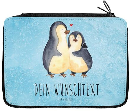 Mr. & Mrs. Panda Personalisierte Federmappe Pinguin umarmen - Geschenke, Stiftetasche, Paar, PersonalisierteS Federmäppchen, mit Namen, Hochzeitstag, Stifterolle, Liebe