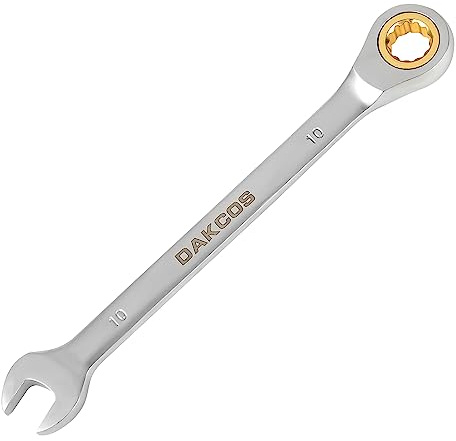 DAKCOS Llave combinada de trinquete Llave fija con carraca de 10mm, Cr-V