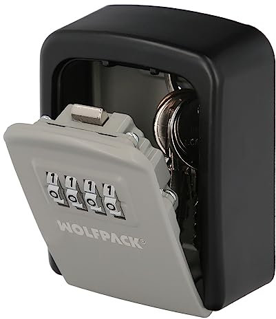 WOLFPACK LINEA PROFESIONAL Caja De Seguridad Para Llaves Con Codigo, 4 Digitos. Caja Llaves, Caja Llaves Calle, Caja De Llaves Pared, Caja De Llaves Codigo