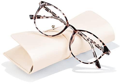 FONHCOO Blue Light Blocking Glasses Women Men Computer Eyeglasses,TR90 Fashion Round Tortoiseshell Color Anti Blue Light Glasses with Anti Eyestrain & UV Glare for Gaming & Reading