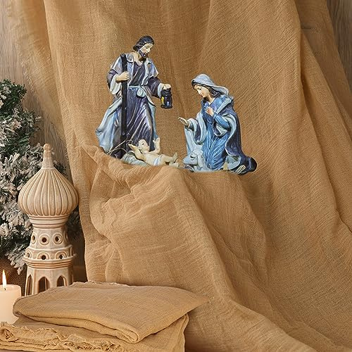 Patelai 2 Pcs Christmas Nativity Table Runner 47 x 70 Inch Burlap Rustic Table Runner Nativity Scene Accessories for Christmas Party Home Kitchen Farmhouse Desk Decor