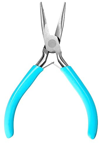 Long Nose Pliers Mini Needle Nose Pliers 4.5 Inch Jewelry Pliers Long Nose Plier Jewelry Making Tools for Jewelry Repair Wire Bending Gripping (Blue)