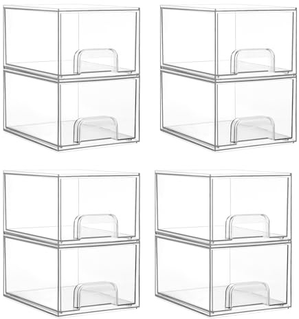 Vtopmart 8er-Set Kleine Stackable Storage Drawers, Acrylic Organiser, Aufbewahrung und Organisation for Dresser, Bathroom, Kosmetik, Küche, Vorratsschrank