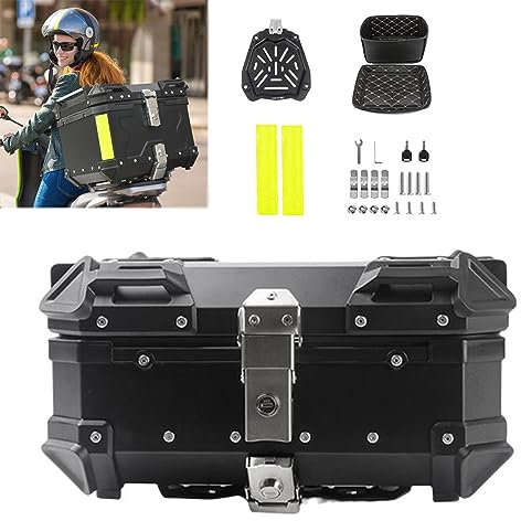 Ddasam Fahrradkoffer für gepäckträger,Topcase für Roller Wasserdicht Topcase Aluminium Motorrad Heckbox Reisen Motorradkoffer,für Roller, Motorrad, Mofa & Quad