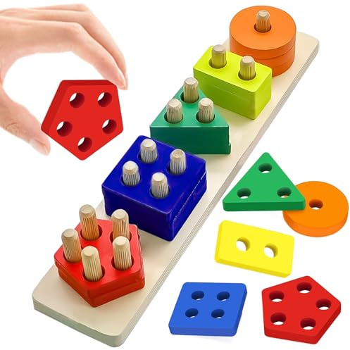 SPHERETRON Montessori Spielzeug ab 1 2 3 Jahre Sortierspiel Holz Spielzeug Stapelwürfel Steckpuzzle Shape Sorter Stapelturm Baby Montessori Lernspielzeug ab 1 2 3 Jahre Geschenk für Kind