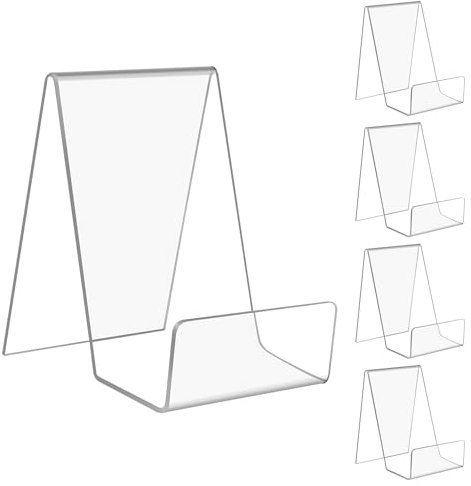 Supporto Libri in Acrilico Trasparente 5 Pezzi, Opuscolo Multiuso Espositori da Cavalletto Robusto e Stabile per Visualizzazione Album di Immagini Ricetta Foto Menu