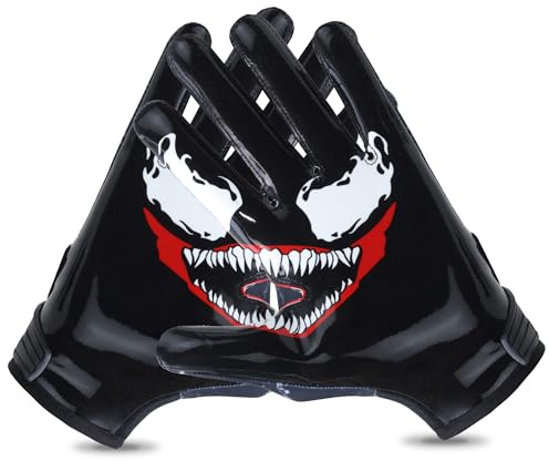 APSICLO Sticky Football Receiver Gloves Silicone Grip Youth & Adult Sizes (Black, Adult X-Large)