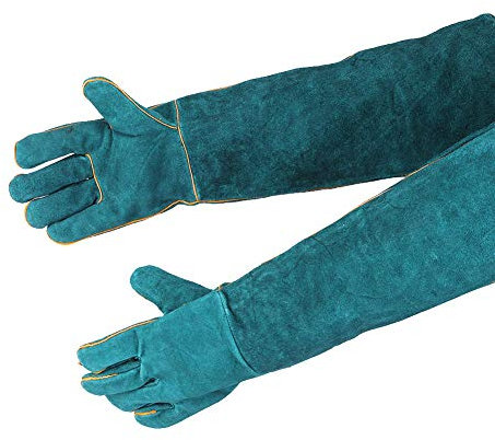 OKJHFD Bisssichere Handschuhe, Canvas Blue Pet Reptile Training Anti Biss-Verlängerungs-Sicherheitsschutzhandschuhe für Varanid-Schlangenhunde und Katzen