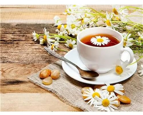 Aimaor Paint by Numbers for Adults,Tea Daisy Oil Painting DIY Acrylic Canvas Art Painting Kits,with Brushes and Acrylic Pigment Paint by Numbers for Home Wall Decor Gift with Frame,22x28 inch