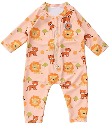 Swimbubs Traje de baño UV para bebé, traje de baño para niñas, protección solar, chaleco de protección contra erupciones para niños pequeños, UPF50, león naranja