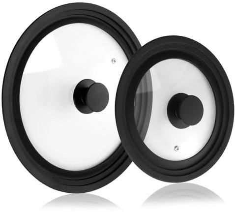2 coperchi in silicone in vetro temperato, resistenti al calore con guarnizione visibile, coperchio per pentole di diverse dimensioni, coperchio universale per padella, padella e