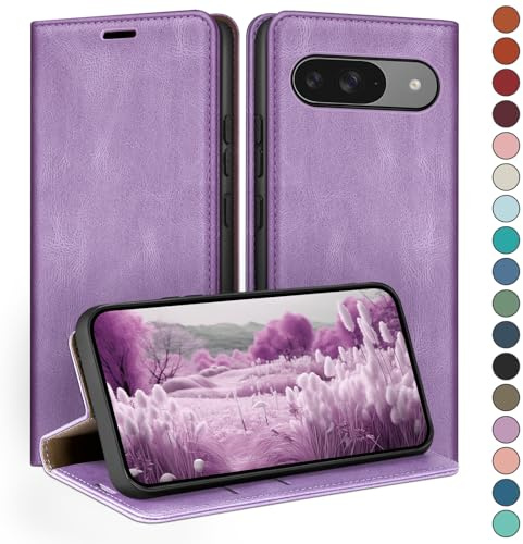 HUOUH for Google Pixel 9 5G/Pixel 9 Pro 6.3 Wallet case with RFID Blocking PU Leather,Flip Folio Book covers,Credit Card Holder Shockproof Phone case Women Men for Pixel 9 case Light Purple