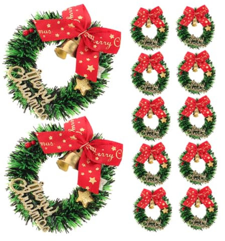 TOPBATHY Elegante 12 Stücke Mini Weihnachten Kranz Dekorationen Bogen Und Glocke Für Baum Festliche Weihnachten Baum Ornamente