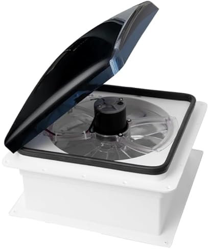 OUTPRIZE Ventilateur de toit pour camping-car, 12 V CC, 35,6 cm, super silencieux, fiable, manuel pour camping-car, 3 vitesses, réversible
