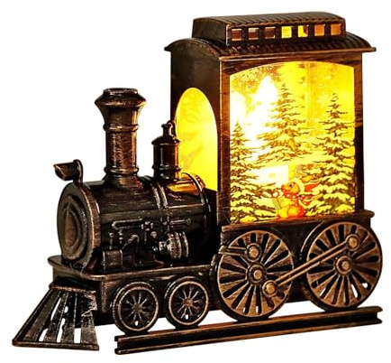 Globos de Nieve navideños, farolillo navideño Vintage con Forma de Globo de Nieve, Tren de Vapor navideño Iluminado, Tren navideño LED para Fiestas, escritorios, dormitorios, decoración de Festivales
