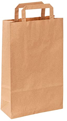 250 Stück Papiertragetaschen - Papiertüten Klein Und Groß Mit Henkel - Robuste Tragetaschen - Umweltfreundliche Papiertaschen Für Einkauf Und Geschenkverpackung (260 + 140 x 300 mm)
