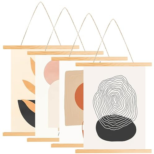 GOMETY A3 Posterleiste Holz, 31cm Magnetisch Bilderleiste, Posterschiene, Posterleiste Poster Aufhänger, Bilderleiste Posterhänger für Fotos, Poster, Bilderrahmen Kunstwerk, Drucke (4)