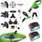 GVDV desbrozadora batería 24V con 2 baterías e indicador de Carga, cortabordes bateria brushless 20000 RPM 3 en 1: Recortadora, cortahierbas y Corta Bordes para jardín, césped y maleza