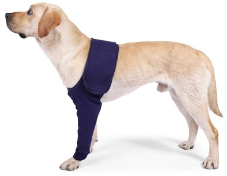 Manga de Recuperación para Perro, Funda Protectora para Heridas en el Muslo del Perro, Funda para Pierna Trasera, Recuperación de Esguinces, Azul, L