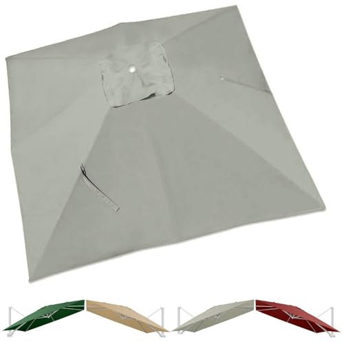VLKLPZAHAK Copertura di Ricambio per Ombrellone A Sbalzo 3 M Telo Ricambio Tettoia per Ombrellone da Giardino Esterno Sostituzione(Light Grey,3x3m (9.8x9.8ft))