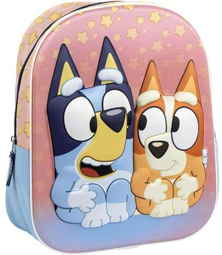 Zaino 3D Bluey per bambini con design originale e rilievi realistici per ragazzi e ragazze | Zaino scolastico Bluey con ampio spazio e spallacci regolabili, licenza ufficiale e design unico